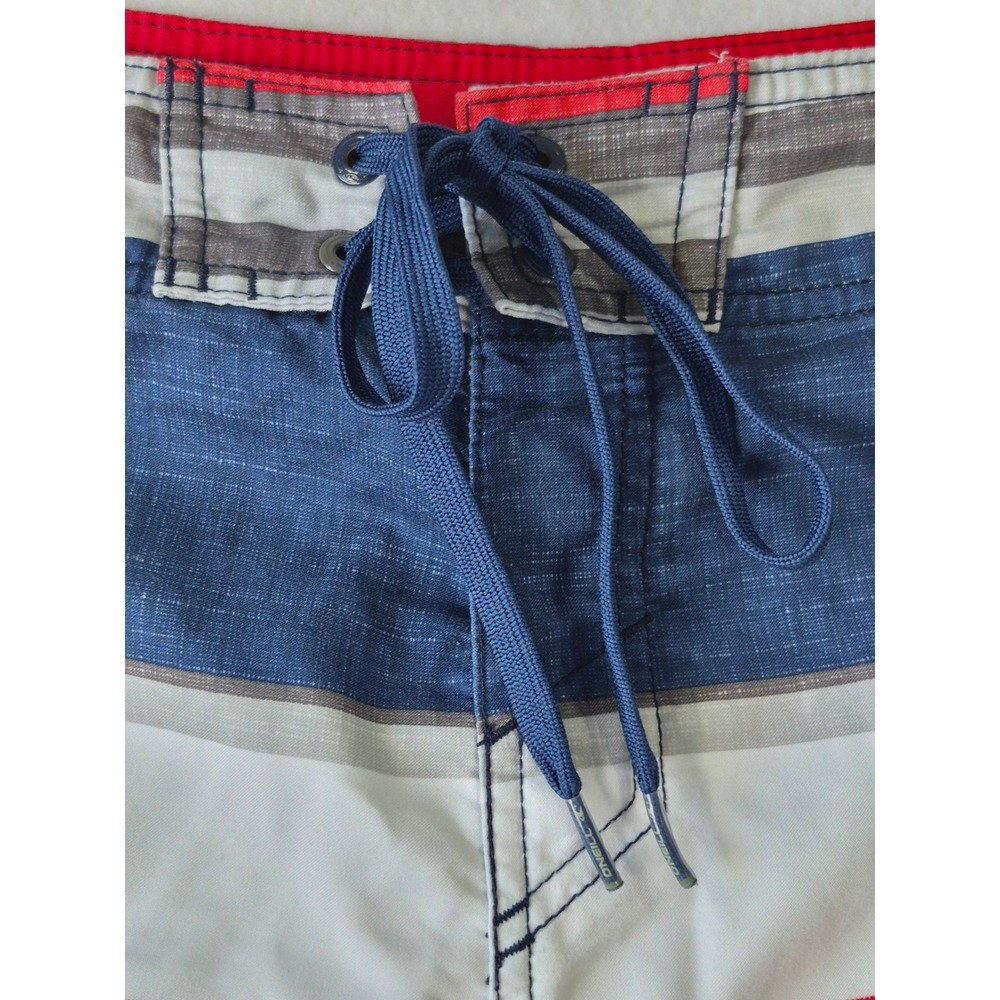ONeill Mens Striped Board Shorts Navy Blue Red White Cargo Pocket Swim Trunks - Picture 12 of 12